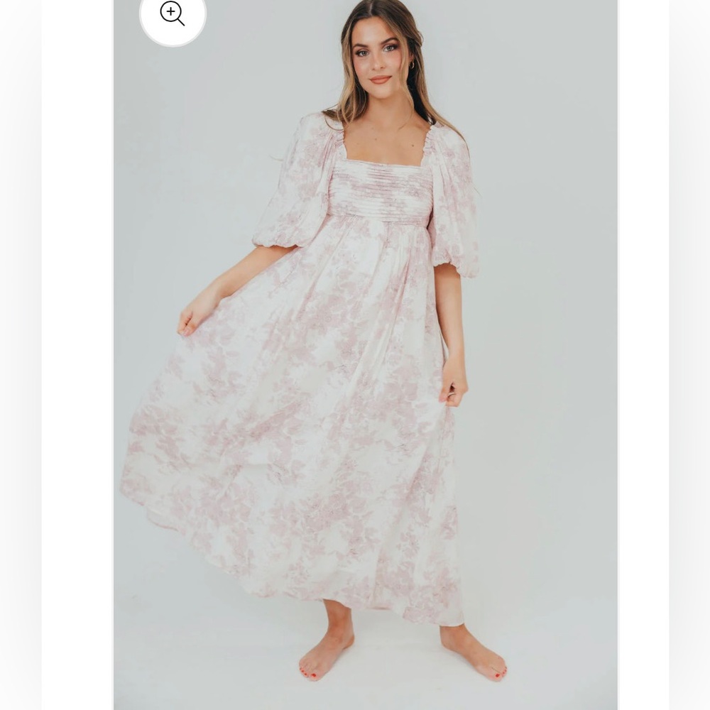 Maternity Maxi Dress bow detail in back with Pink toile